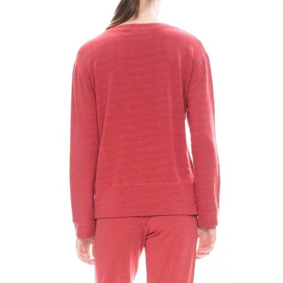 MONROW Supersoft Crewneck Sweatshirt  XS Vintage Red Pullover Beach Sweater - Picture 2 of 7